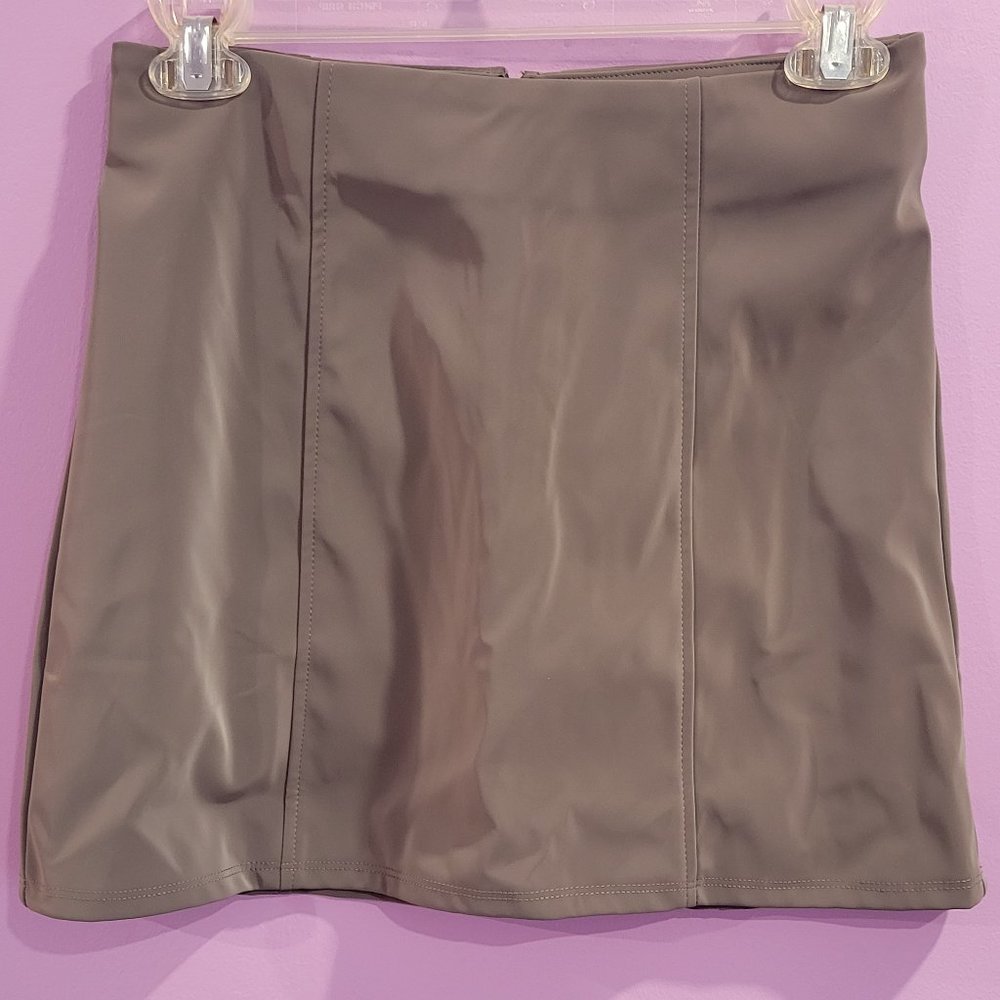 Neutral Grey Wooven Mini Skirt
